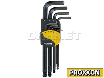 Zdjęcie Klucze imbusowe z kulką do śrub sześciokątnych (HX) | zestaw 9 sztuk - PROXXON PR23946