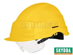 Kask ochronny IRIS II z wbudowanym wizjerem, żółty, rozmiar 53-63 - SKYDDA (035600360)