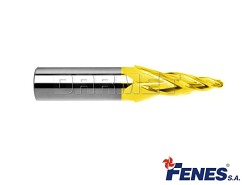 Frez stożkowy 4-ostrzowy do matryc z czołem kulistym, odmiana krótka DIN1889-FA K-H, HSS-E TiN Golden Line - pochylenie 1:6 - 6MM - FENES