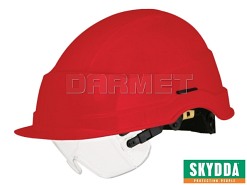 Kask ochronny IRIS II z wbudowanym wizjerem, czerwony, rozmiar 53-63 - SKYDDA (035600212)