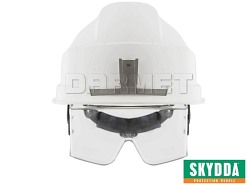 Kask ochronny IRIS II z wbudowanym wizjerem i uchwytem na kartę, żółty, rozmiar 53-63 - SKYDDA (035600410)