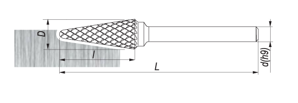 Pilnik obrotowy stożkowy z czołem kulistym KEL, 12x30MM, chwyt 8MM - FENES (0641-500-040-125)