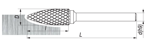 Pilnik obrotowy łukowy z czołem kulistym RBF, 6x16MM, chwyt 6MM - FENES (0641-500-025-065)