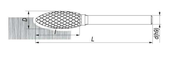 Pilnik obrotowy płomykowy, 12x32MM, chwyt 6MM - FENES (0641-500-035-120)