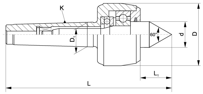 Kieł tokarski obrotowy wydłużony - Morse 2