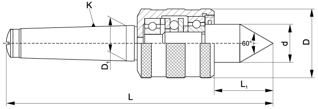 Kieł tokarski obrotowy wydłużony - Morse 3 (DML413)