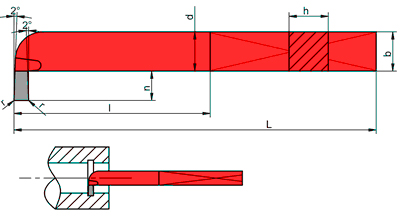 NÓŻ TOKARSKI WYTACZAK HAKOWY NNWc ISO11 WIELKOŚĆ 12x12, WĘGLIK H20 (K20)