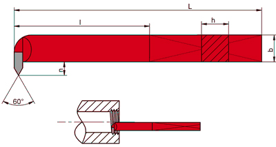 NÓŻ TOKARSKI DO GWINTU WEWNĘTRZNEGO NNGs ISO13 WIELKOŚĆ 25x25, WĘGLIK H20 (K20)