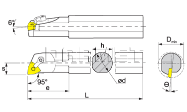 Nóż tokarski składany do toczenia wewnętrznego: S25R-MWLNR-08