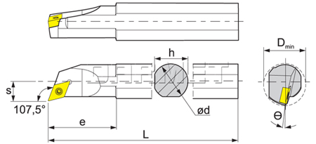 Nóż tokarski składany do toczenia wewnętrznego: S12M-SDQCL07