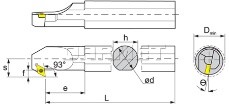 Nóż tokarski składany do toczenia wewnętrznego: S16Q-SVZCR11