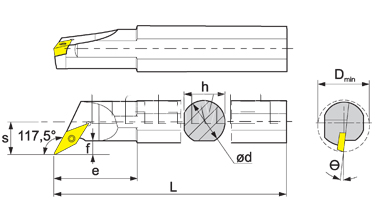 Nóż tokarski składany do toczenia wewnętrznego: S20Q-SVQBR16