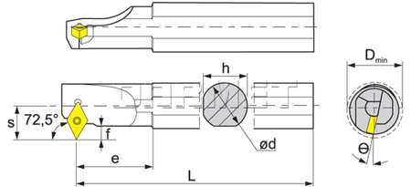 Nóż tokarski składany do toczenia wewnętrznego: S16Q-SVWCL11