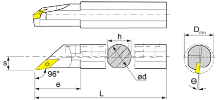 Nóż tokarski składany do toczenia wewnętrznego: S16Q-SVXCR11