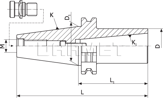 Tuleja redukcyjna DIN50  - Morse MS3 z gwintem (DM-390)