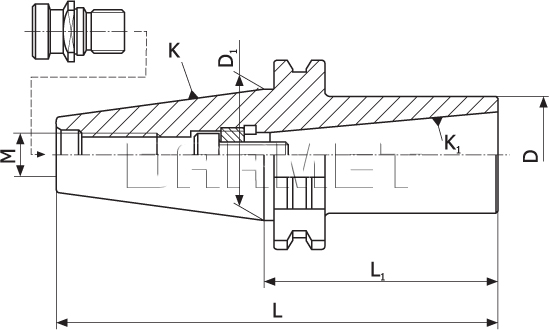 Tuleja redukcyjna DIN50  - Morse MS4 z gwintem (DM-390)