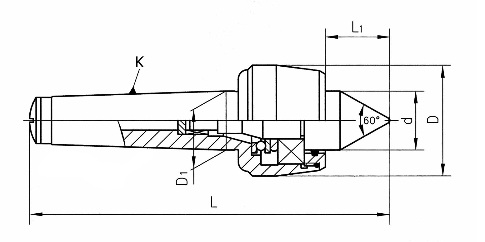 Kieł tokarski obrotowy wydłużony - Morse 3 (D313)