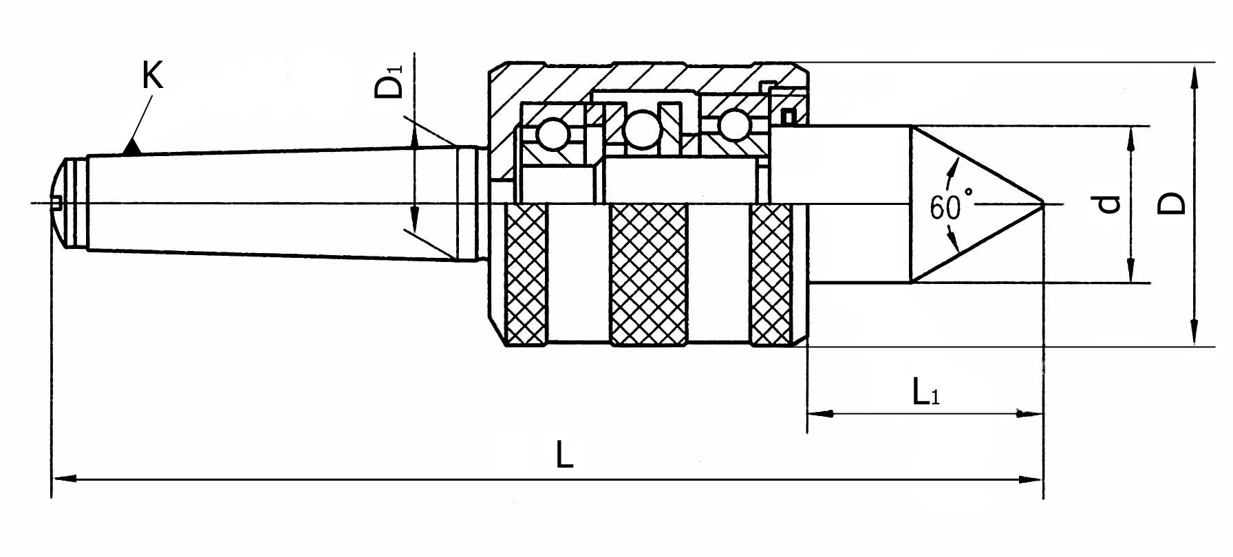 Kieł tokarski obrotowy wydłużony - Morse 4 (DML414)