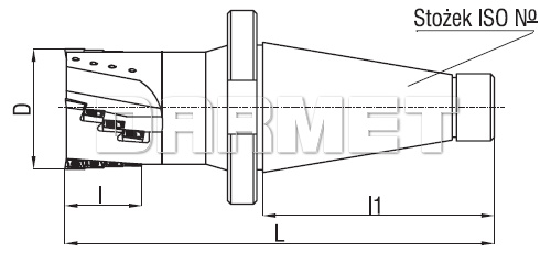 Frez składany trzpieniowy 4-ostrzowy z długą krawędzią skrawającą 215.599 - 50050059.5 - DOLFAMEX