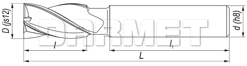 Frez trzpieniowy, krótki o ostrzach centralnych z chwytem walcowym DIN844-A K-M-N, HSS - 17MM - FENES
