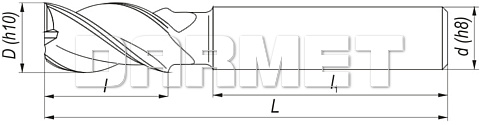 Frez trzpieniowy, krótki do metali lekkich z chwytem walcowym DIN844-A K-M-W, HSS - 6MM - FENES