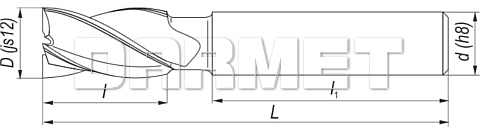 Frez trzpieniowy, krótki z chwytem walcowym DIN844-A K-N, HSS TiN Golden Line - 3MM - FENES
