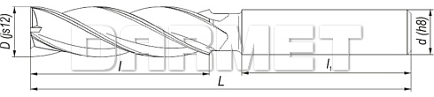 Frez trzpieniowy, długi o ostrzach centralnych z chwytem walcowym DIN844-A L-M-N, HSS - 20MM - FENES
