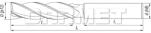 Frez trzpieniowy, długi z chwytem walcowym DIN844-A L-N, HSS-E - 10MM - FENES