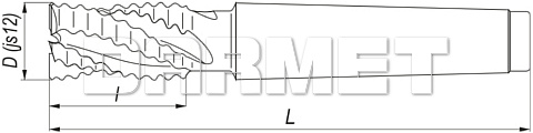 Frez trzpieniowy, krótki walcowo-czołowy do obróbki zgrubnej z chwytem stożkowym Morse'a DIN845-B K-M-NR, HSS-E - 28MM - FENES