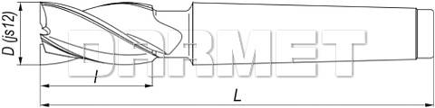 Frez 4-ostrzowy trzpieniowy, krótki walcowo-czołowy z chwytem stożkowym Morse'a DIN845-B K-N, HSS - 21MM - FENES