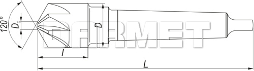 Pogłębiacz stożkowy 120° z chwytem walcowym, DIN 347-B HSS - FENES (0641-261-212-...)
