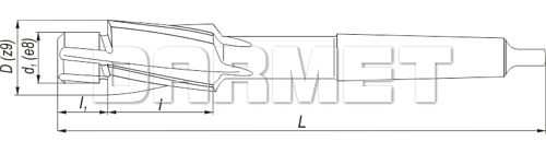 Pogłębiacz walcowo-czołowy z pilotem stałym z chwytem Morse'a, otwór pod gwint, DWCb HSS - FENES (0641-262-211-...)