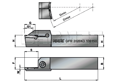 Nóż tokarski składany do rowkowania czołowego i toczenia poprzecznego zewnętrznego : GFL-2020K3-5070 - PAFANA