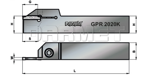 Nóż tokarski składany do rowkowania i toczenia wzdłużnego zewnętrznego : GPR-3225-P5 - PAFANA