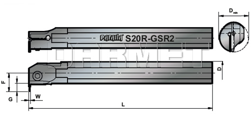 Nóż tokarski składany do rowkowania wewnętrznego : S25R-GSR-3 - PAFANA