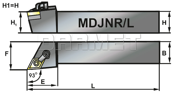 Nóż tokarski składany do toczenia zewnętrznego: MDJNR-2525-M11