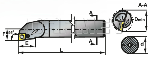 Nóż tokarski składany do toczenia wewnętrznego: A32S-PCLNL-12KR - PAFANA