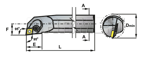 Nóż tokarski składany do toczenia wewnętrznego: S32U-PCLNR-12 - PAFANA
