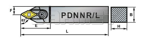 Nóż tokarski składany do toczenia zewnętrznego: PDNNR-3225-15