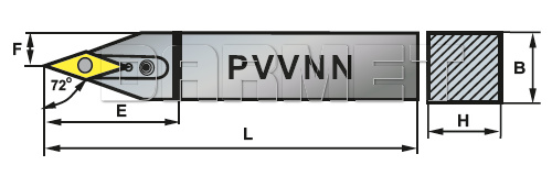Nóż tokarski składany do toczenia zewnętrznego: PVVNN-2525-16