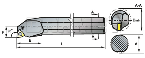 Nóż tokarski składany do toczenia wewnętrznego: S25T-PWLNR-08K - PAFANA