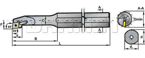 Nóż tokarski składany do toczenia wewnętrznego: A1216M-SCLCR-06 - PAFANA