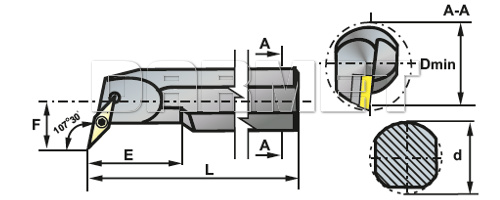 Nóż tokarski składany do toczenia wewnętrznego: S25T-SVQCR-16 - PAFANA