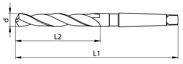 wiertło NWKc HSS DIN 345 białe - wymiary