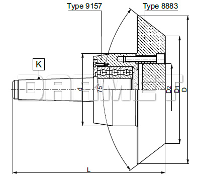 Kieł tokarski obrotowy do rur z wymiennymi tarczami - Morse 4 - 125MM - 250MM - ZM KOLNO (Typ 8882)