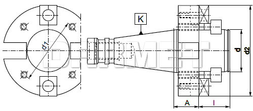 Trzpień frezarski z do głowic frezarskich - ISO40 - 60 - 30MM - ZM KOLNO (Typ 2824)