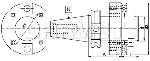 Trzpień frezarski do głowic DIN50 - 40MM - 70MM - ZM KOLNO (Typ 2827)