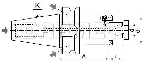 Trzpień frezarski zabierakowy BT50 - 32MM - 160MM - ZM KOLNO (Typ 7388 AD+B)
