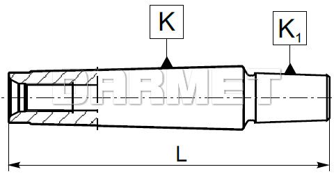 Trzpień wiertarski z chwytem Morse'a z gwintem MS2 - B16 - ZM KOLNO (Typ 5363)