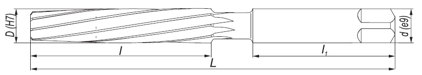 Rysunek techniczny rozwiertaka DIN206-B